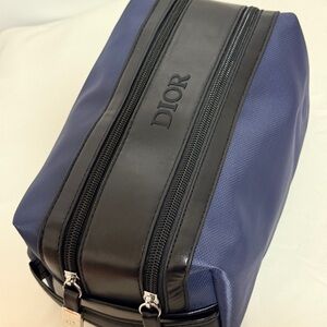 Blue Double Zip Cosmetic Toiletry Pouch